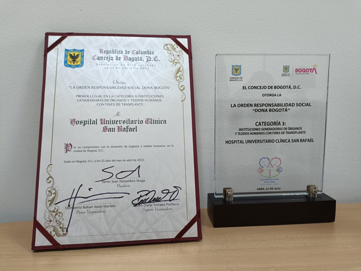 Comunicación Premio Orden Civil al Mérito Responsabilidad Social Dona Bogotá 2022, H.U.C.S.R